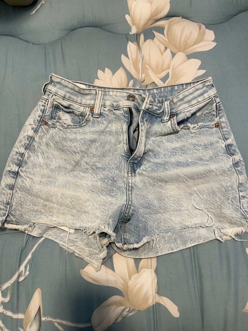 American Eagle Outfitters Light Wash Denim Distressed Shorts